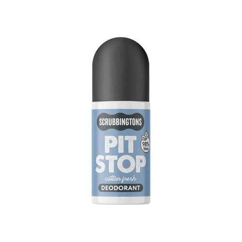 Scrubbingtons Pit Stop deodorant bottle on a white background